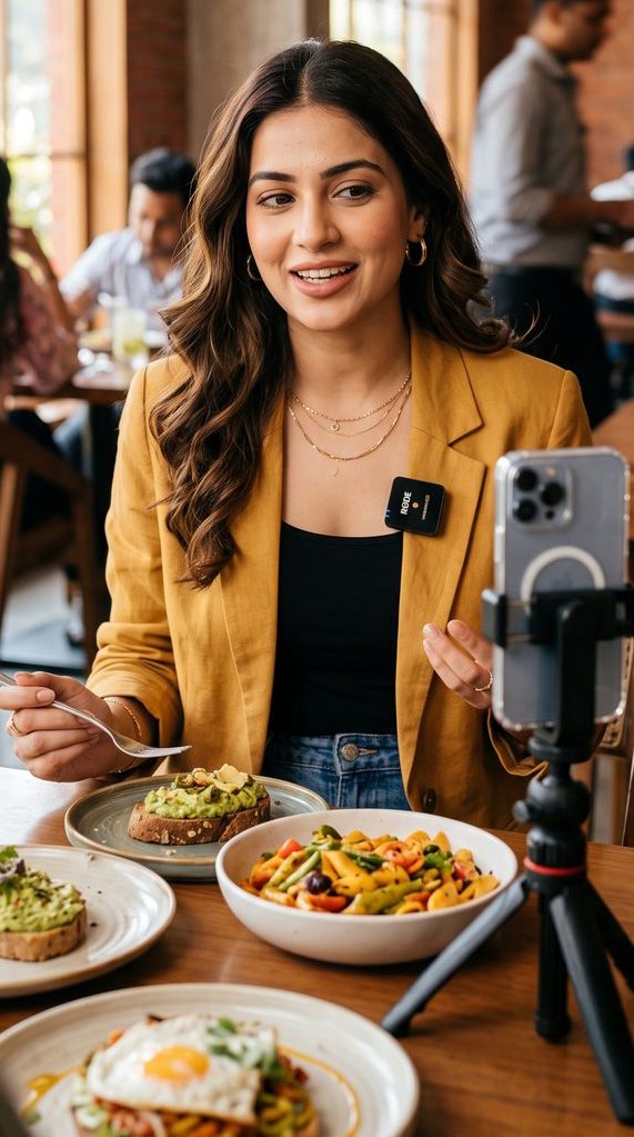 Food creator producing sponsored content for a cafe brand